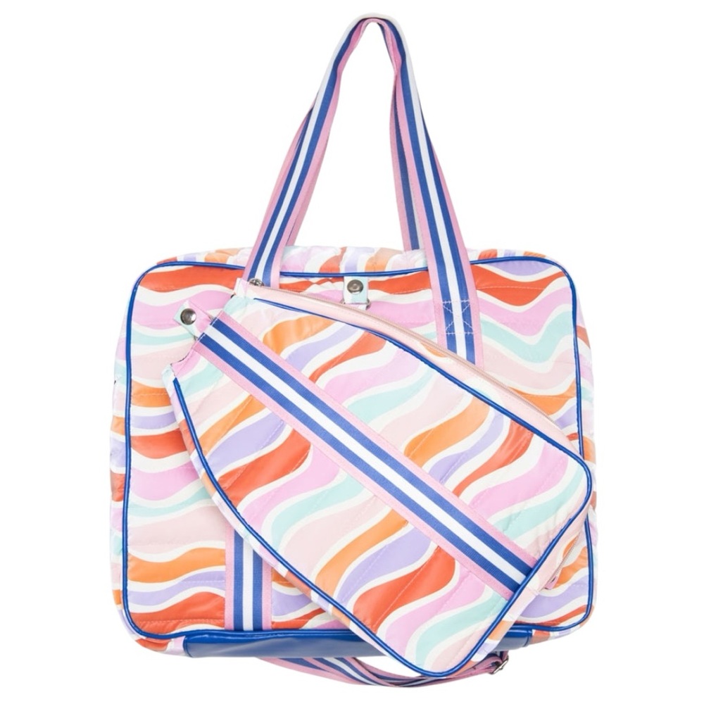 NWT Katydid Retro Wave Pickleball Bag Multicolor Gym Tennis Duffle Travel Tote - Picture 2 of 3
